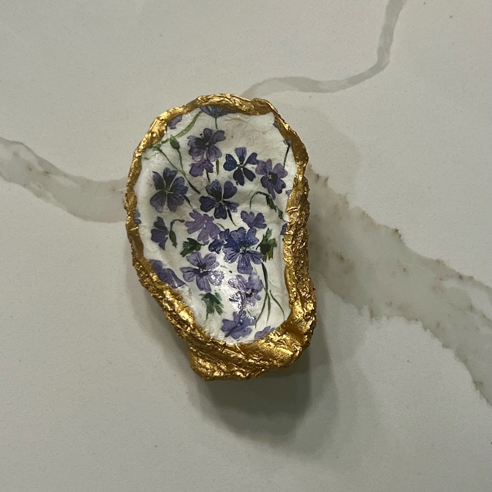 Gold and Purple Floral Decorative Dish